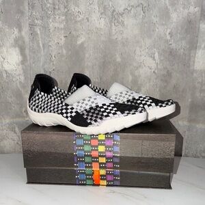 NEW Bernie Mev rigged fly checkered Black and White Checkered Slip-On Sneakers